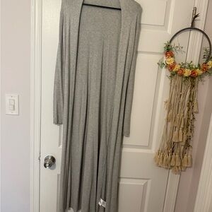 Long Gray Open Cardigan